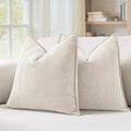 MIULEE Pack of 2 Cream Beige Decorative Pillow Covers 18x18 Inch Soft Chenille Luxurious Couch Throw Pillows Farmhouse Cushion Covers with Elegant Design for Sofa Bedroom Living Room Spring Decor