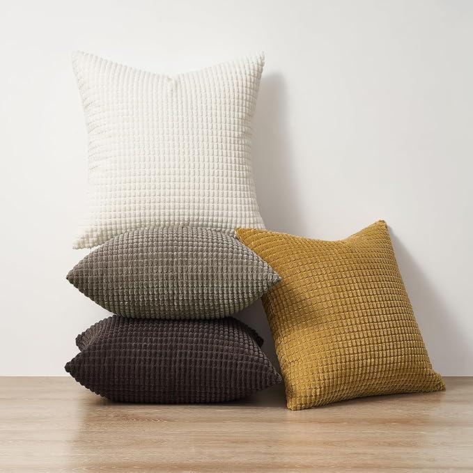 Topfinel 4 Packs Rust Boho Decorative Throw Pillow Covers 16x16 Inch for Living Room Couch Bed, Western Rustic Modern Home Decor, Soft Corduroy Small Bulge Accent Square Cushion Case 40x40 cm