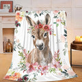 Donkey Blanket Donkey Gifts Warm Soft Cozy Flower Cute Donkey Throw Blanket Soft Lightweight Fleece Plush Fuzzy Blanket Donkey Stuff for Girls Women Kids Aults Bed Decor 60"X80"