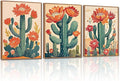 CHDITB Desert Cactus Framed Canvas Wall Art, Southwest Saguaro Wall Decor, Nature Plant Succulent Wall Painting, Tropical Botanical Flower Art Prints for Bathroom Living Room Bedroom Decor -12”x16”x3