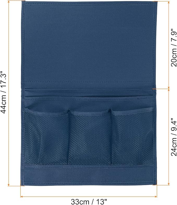 PATIKIL 2pcs Bedside Caddy, Bed Caddy Bedside Organizer Bed Hanging Caddy 4 Pockets Bed Pockets Bedside Storage Hanging Storage Bag for Remote Control Bedroom Phones Glasses, Blue