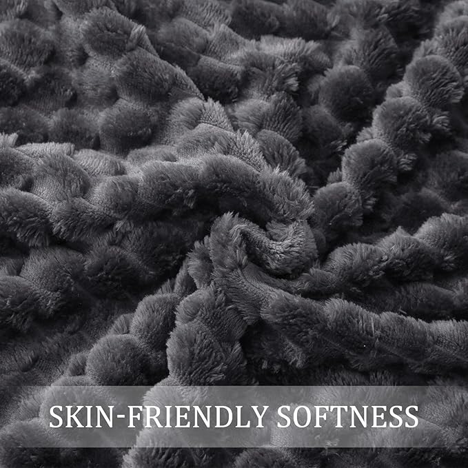 Exclusivo Mezcla Fleece King Blanket for Bed, Extra Large Fuzzy Dark Grey Bed Blankets, Soft Cozy Plush Sofa Throws for All Seasons, 90x104 Inches