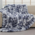 Blue Faux Fur Throw Blanket for Couch, 50x60 Inch Cozy Plush Blanket for Bed, Sofa & Reading Nook Chair Bedroom Living Room