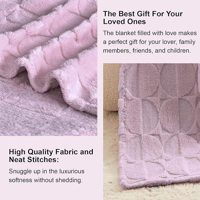 3D Circle Pattern 300 GSM Lavender Travel Blanket - Super Soft Throw Blankets for Women,Spring Decor, 60x80 Inches