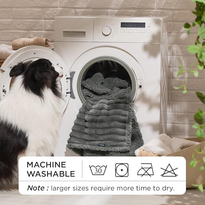 Bedsure ComfyFleece™ Waterproof Blanket for Bed - Soft Plush Dog Blankets for Large Dogs Corduroy Fleece Washable, Cozy Calming Reversible Furniture Protection for Pet Cat,86"x108", King, Warm Grey