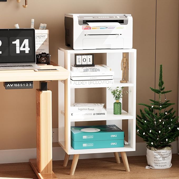 Night Stand, White Nightstand, Modern End Table with Open Storage, 3-Tier Wooden Bedside Table for Small Space, Living Room, Bedroom