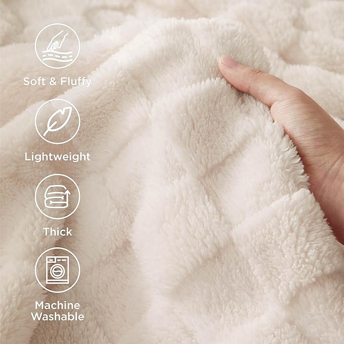Bedsure GentleSoft King Size Blanket for Bed - Super Soft Cozy Blankets for Women Men Girls, Large Fuzzy Fleece Throw for Bedroom Decor, Cream,108x90 Inches