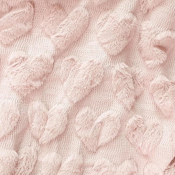 Horaldaily Valentine Blanket Throw, Pink Love Heart Soft Fuzzy Plush Faux Fur Cozy Blankets for Couch Sofa Bed Lounging, Ideal Gifts for Kids Adults Wife Self, 60x80