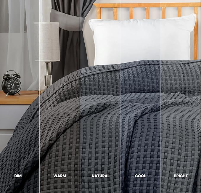 Utopia Bedding Charcoal 100% Cotton Waffle Blanket 300 GSM [Twin - 90x72 Inch] Soft Lightweight Breathable Bed Blanket for All Season