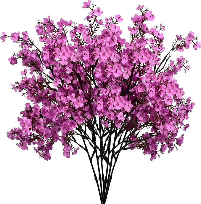 Mandy's Lavender Artificial Baby’s Breath Flowers 6 Bundles Silk Gypsophila, 18.5 Inch European Style Modern Home Decor Centerpiece, Neutral Wedding Flower Arrangements