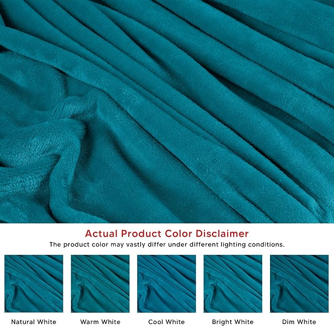 Utopia Bedding Turquoise Fleece Blanket Queen Size Lightweight Fuzzy Soft Anti-Static Microfiber Bed Blanket (90x90 Inch)