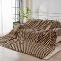 FY FIBER HOUSE Oversized King Blanket 120"x120" Seamless Extra Large 10'x10' Huge Checkered Flannel Fleece Bed Blanket Soft Cozy for Couch Office Sofa, Black Brown