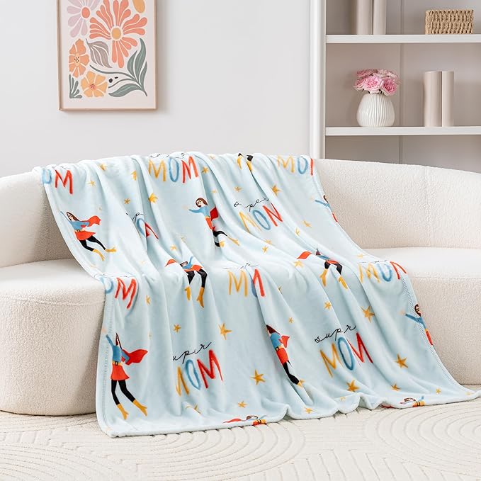 Berkshire Velvetloft® Plush Throw Blanket – Ultra Soft & Cozy Gift for Mom, Women & Loved Ones, Perfect for Mother’s Day, Valentine’s, Birthday, and Everyday Use, Super Mom Ice, 50'' × 60''