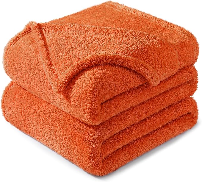 Exclusivo Mezcla Soft Fleece Throw Blanket for Couch, Super Soft Velvet Plush Fleece Blankets, Fuzzy Cozy and Warm for Winter, 50x60 Inches, Burnt Orange
