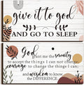Chunful 2 Pcs Give It to God and Go to Sleep Sign Above Bed Wall Decor Serenity Prayer Sign Prayer Wall Art Rustic Farmhouse Vintage Bedroom Decor for Home(Boho Style)