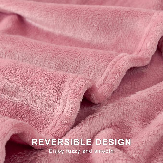 Hansleep Fleece Dusty Rose Throw XL Blanket, Super Soft Flannel Fuzzy Plush Cozy Blanket for All Seasons, Dusty Rose, Throw XL 50x70 Inches
