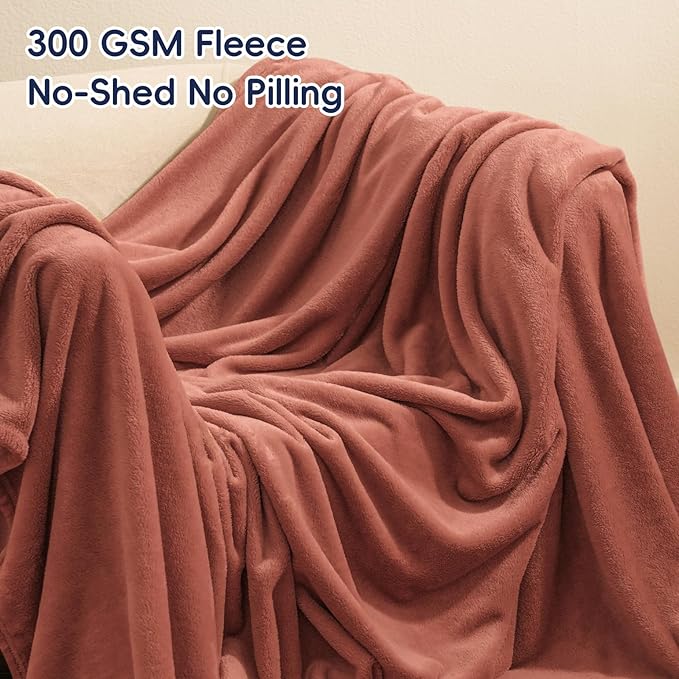 PHF Ultra Soft Fleece Blanket Queen Size, No Shed No Pilling Luxury Plush Cozy 300GSM Lightweight Blanket for Bed, Couch, Chair, Sofa, Perfect Decorations Gifts, 90" x 90", Tomato Red