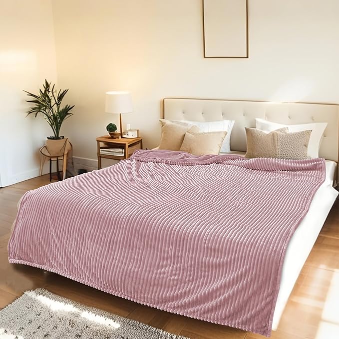 Electric Heated Blanket Twin Size 62"x84" with Cozy Flannel, 6 Heat Settings & 10 Hours Auto Off, Soft & Cozy Warming Throw for Home, Office, or Bed, Machine Washable, Pink