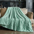 Pawque Super Soft Cozy Throw Blanket for Couch Bed - Fluffy Sherpa Fleece Reversible Thick Warm Fuzzy Blanket for All-Season, 3D Checkered Jacquard Elegant Decorative Blankets, Sage Green, 50" x 60"