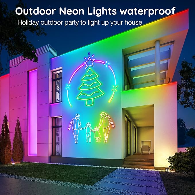 AILBTON 32.8Ft Neon Rope Lights,Flexible Led Rope Lights Control with App/Remote,Multiple Modes Rope Lights,IP65 Outdoor RGB Led Neons Lights,Music Sync Gaming Led Neon Light Strip for Bedroom Decor