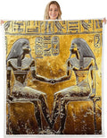 Gold Egyptian Print Blanket Throw Ancient Egypt Style Sherpa Blanket Old Egypt Hieroglyphics Pattern Fleece Blanket For Kids Adults Man Egyptian Civilization Fuzzy Blanket Sofa Decor Baby 30"x40"