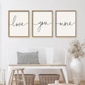 Heiple Love You More Sign Set of 3 Framed Above Bed Wall Decor Farmhouse Bedroom Decor Wood Art Rustic Master Bedroom Essentials Home Decoration (Brown, 11”x14”)