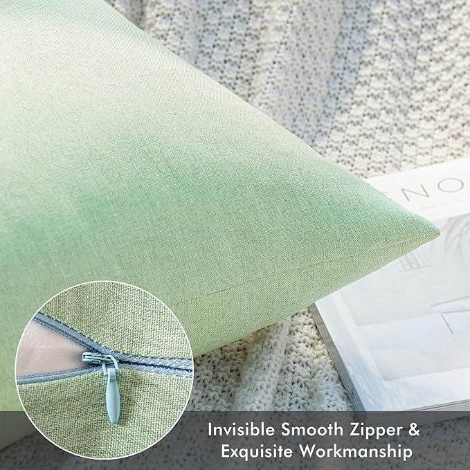MIULEE Pack of 2 Decorative Outdoor Solid Waterproof Throw Pillow Covers Spring Faux Linen Garden Farmhouse Cushion Cases for Patio Tent Balcony Couch Sofa 18x18 Inch Sage Green