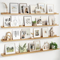 4-Pack 72 Inch Wall Mounted Floating Picture Ledge Shelves, Modern Oak Style, Perfect for Displaying Photos, Books, Collectibles, and More