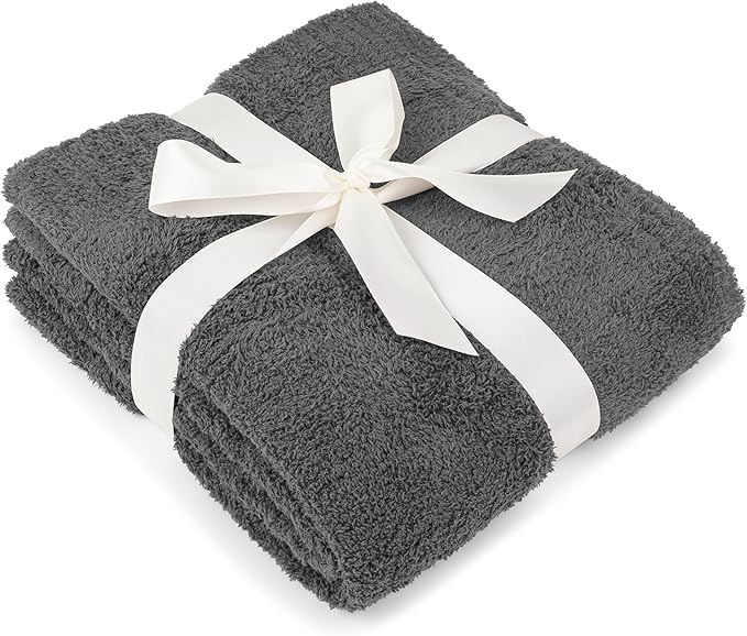 PAVILIA Super Soft Throw Blanket for Couch, Fluffy Cozy Lightweight Grey Blanket, Large Fuzzy Warm Knit Blanket for Bed Sofa, Dark Gray, 60x80