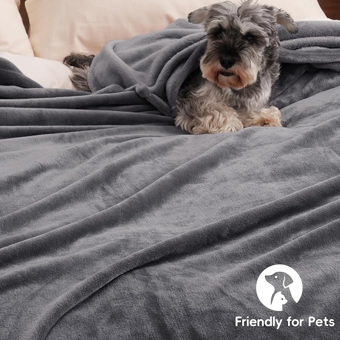 PHF Ultra Soft Fleece Blanket King Size, No Shed No Pilling Luxury Plush Cozy 300GSM Lightweight Blanket for Bed, Couch, Chair, Sofa, Perfect Decorations Gifts, 108" x 90", Grey (Pack of 2)