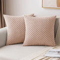 MIULEE Pack of 2 Valentines Day Decorative Throw Pillow Covers 18x18 Inch Soft Boho Striped Textured Corduroy Pillow Covers Modern Farmhouse Home Decor for Couch Bed Sofa Living Room Pink