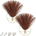 Pretty Jolly Boho Wall Decor - Mounted Metal Hanging Artificial Pampas Display, Art for Living Room, Bedroom, Bathroom, Dining Room - Plant Wall Decor 2 Pack