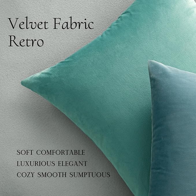 MIULEE Velvet Throw Pillow Covers 12x20 Inch, Pack of 2 - Aqua Green, Soft Solid Lumbar Decorative Pillow Covers Modern Luxury Home Decor for Spring Couch Sofa Bedroom Livingroom
