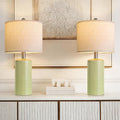 20.5" Small Table Lamps for Living Room Lamp Set of 2 Ceramic Lamps for Bedroom Bedside Lamps Modern Boho Lamps for Night Stands Farmhouse Nightstand Lamp Side End Table Lamp, Light Green