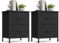 SONGMICS BELLAH Collection - Dressers for Bedroom, Chest of Drawers, Nightstands, 2 Drawers, Storage Organizer Unit, Closet, Entryway, Set of 2, Modern, Ink Black and Ebony Black ULGS112BH02S