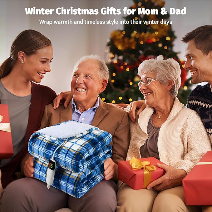 OCTROT Heated Weighted Blanket for Adults Throw/Twin Size 13Lbs, 50"x60", 2-in-1 Electric Heating Pad Lap Heavy Blanket for 120-140lbs, 10 Heat Level 1-8H Auto-Off, for Mom Women Men