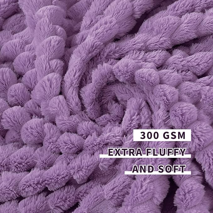 FY FIBER HOUSE Fleece Throw Blanket for Couch 300GSM Super Soft Plush Fuzzy Blankets Lap Blanket for Office Sofa, 50x60 Inches, Lavender