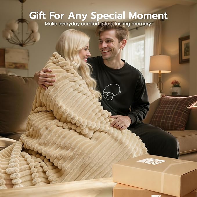 Joiedomi Queen Size Blanket for Bed, Soft & Warm Brown Fleece Blankets Gifts for Women Mom, Cozy Cute Soft Throw 90x90 Inches