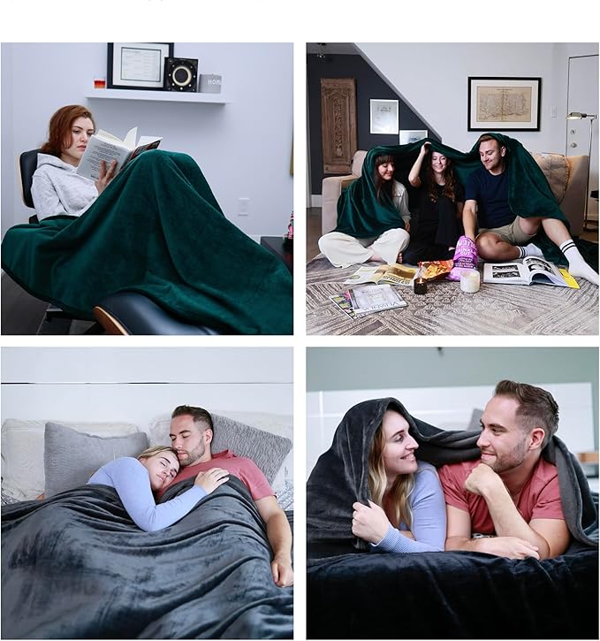 COOVA Oversized King Fleece Blanket 120x138 inches, Soft Cozy Warm Giant Extra Large 10'x11.5' Blanket for Bed, Sofa, Couch,Travel, Camping, California Huge Flannel Big Throw Blanket, Black