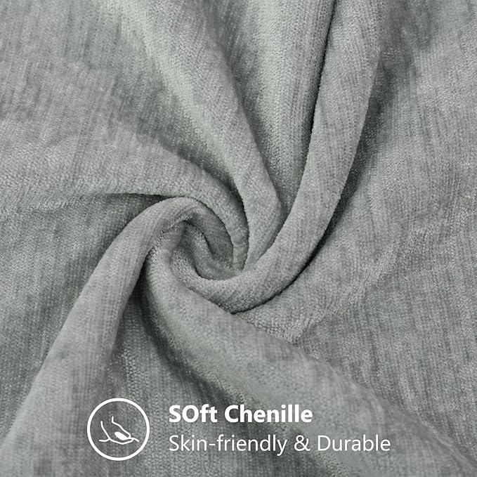 decorUhome Chenille Grey Throw Pillow Covers 24x24 Inch Set of 2, Decorative Soft Couch Pillow Covers Solid Dyed Accent Farmhouse Neutral Square Pillow Cases for Sofa
