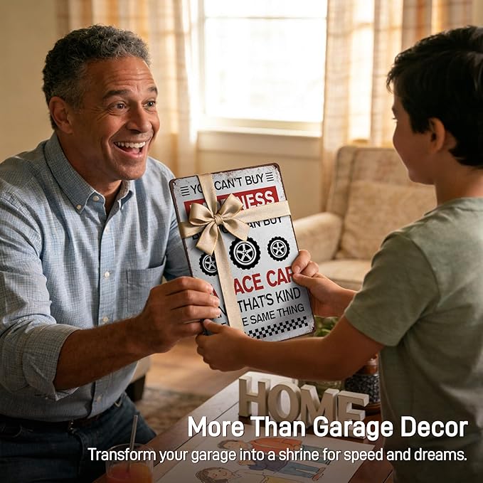Garage Signs - F1 Race Car Posters for Man Cave Decor - Funny Metal Sign Vintage Cars Room Decor for Boys - Racing Gifts for Men 12x8 Inch