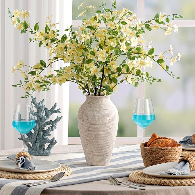 Vanselia Ceramic Flower Vase Home Decor - Large Tall Farmhouse Table Vases Rustic Vintage Living Room Kitchen Bedroom Decorations for House Book Shelf Office Coffee Desk Dining Fireplace (11" Retro)