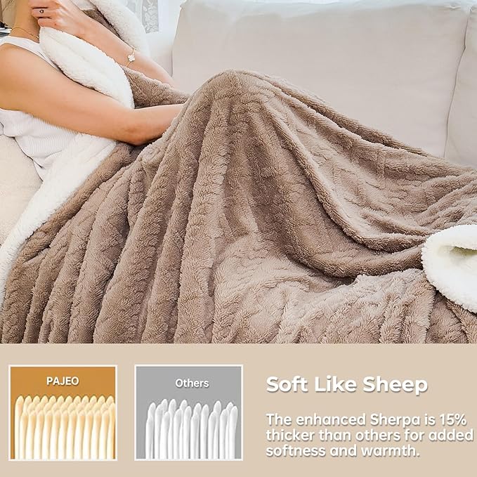Sherpa Blanket for Bed - Fleece Soft Cozy Fuzzy Blankets Thick Warm for Winter and All Seasons (Brown, Twin(60"x80"))