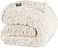 Bare Home Faux Shearling Blanket - Blanket for Bed, Sofa, Couch, Camping, Travel, and Gifts - Warm & Lightweight - Fluffy & Soft (Twin/Twin XL, Tipped Oyster)