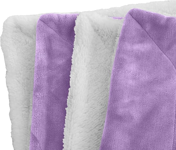 Elegant Comfort Luxury Ultra-Plush Velvet Touch Fleece Throw Soft, Warm, Cozy| Micromink Sherpa-Backing Reversible Blanket for Bed, Sofa and Couch, Solid Lilac