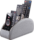 Ayunga PU Leather Remote Control Holder,Desktop Supply Organizer,5 Delicate Compartments with High and Low Orderly Distribution,for Storing TV,DVD,Blu-ray,Media Player,Heater Controllers(Grey cloth)