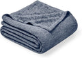 Bare Home Polar Fleece Blanket - Extra Long - Heathered Dark Blue - Warm & Cozy - Premium Fleece Throw for Bed, Camping and Travel - Lightweight (Twin/Twin XL, Heathered Dark Blue)