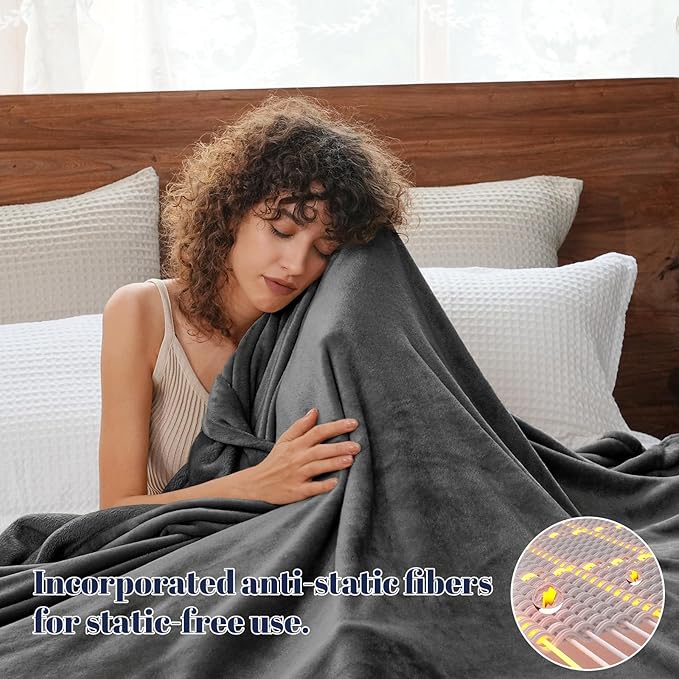 PHF Ultra Soft Fleece Blanket King Size, No Shed No Pilling Luxury Plush Cozy 300GSM Lightweight Blanket for Bed, Couch, Chair, Sofa Suitable for All Season, 108" x 90", Dark Grey