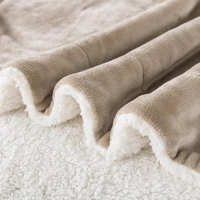WDCOZY Sherpa Fleece Blankets Fuzzy Warm Throw Blanket Thick Super Soft Reversible Luxurious Fluffy Plush for Sofa Couch Bed Home Decor All Seasons Winter Blankets Tan Camel Beige 108"x90"