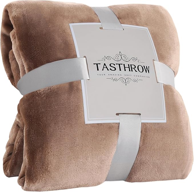 TASTHROW Lightcoffee Throw Blanket 50x60 Inches, Soft Plush Cozy Fleece Flannel Throw Blanket, Lightweight Warm Throws for Bed, Couch, Bedroom and Living Room, All Seasons